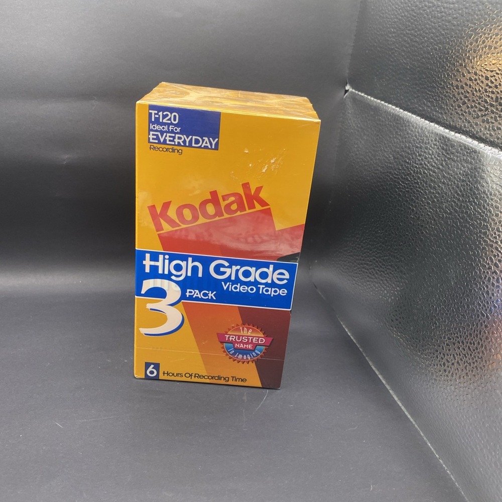 Kodak High Grade Video Tape 3-Pack T-120 VHS Tapes For Everyday Recording